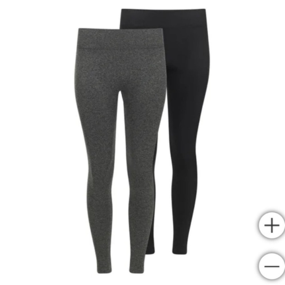 Two (2) Pairs Lemon Fleece Lined Leggings Black and Grey Size Extra Small